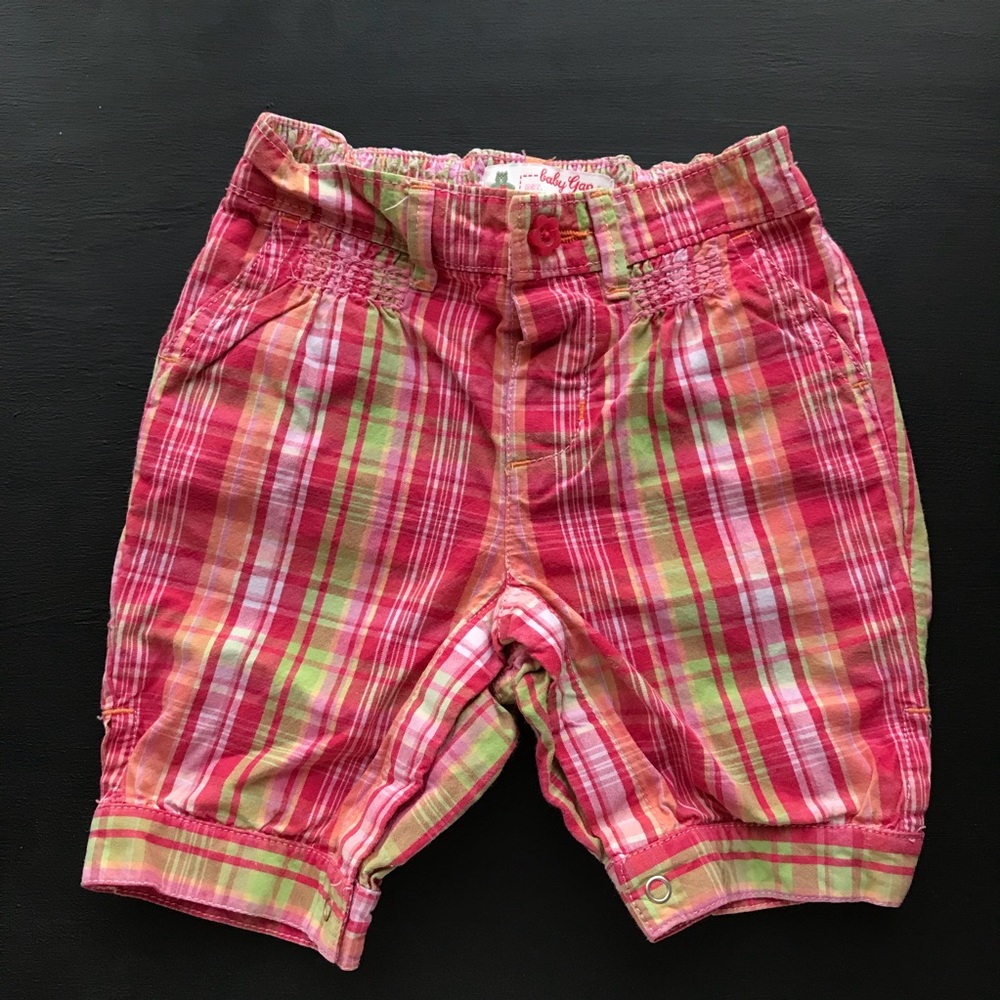 Baby Gap Plaid Bermuda Shorts Pink Orange Green